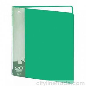 Папка 20 файлов A4 0,6 мм Бюрократ, зеленый